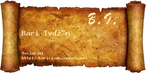 Bari Iván névjegykártya